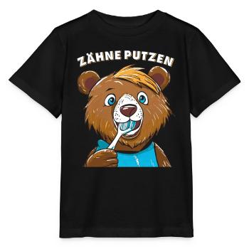 BÄR ZÄHNE PUTZEN - Stanley/Stella Kinder T-Shirt MINI CREATOR  - Schwarz - Vorne - Mikhail (115cm)