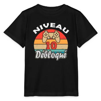 Anniversaire Enfant Gamer 10 ans - T-shirt bio MINI CREATOR Stanley/Stella Enfant - noir - Devant - Mikhail (115cm)