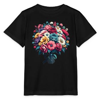 Botanische Glückseligkeit Wildblumenstrauß Naturliebhaber - Stanley/Stella Kinder T-Shirt MINI CREATOR  - Schwarz - Vorne - Mikhail (115cm)