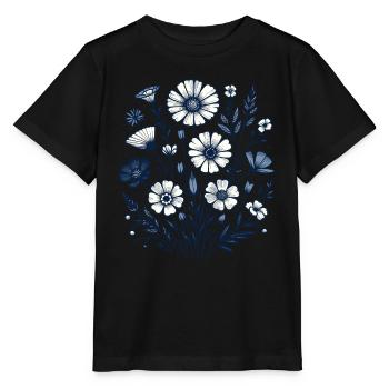 Botanische Glückseligkeit Wildblumenstrauß Naturliebhaber - Stanley/Stella Kinder T-Shirt MINI CREATOR  - Schwarz - Vorne - Mikhail (115cm)