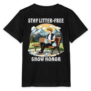 ABFALL STAY LITTER-FREE SHOW HONOR - Stanley/Stella Kinder T-Shirt MINI CREATOR  - Schwarz - Vorne - Mikhail (115cm)