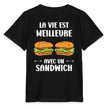Humour sandwich - T-shirt bio MINI CREATOR Stanley/Stella Enfant - noir - Devant - Mikhail (115cm)