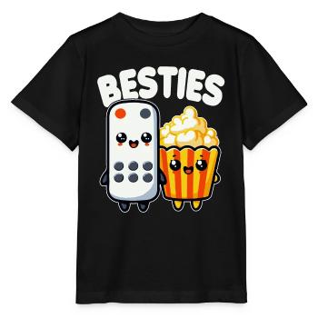 Popcorn And Remote Control Besties Funny Movie - Stanley/Stella MINI CREATOR Kids’ T-Shirt - black - Front - Mikhail (115cm)