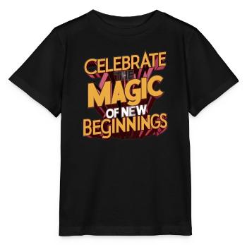 Célébrez la magie des nouveaux départs Impression artistique - T-shirt bio MINI CREATOR Stanley/Stella Enfant - noir - Devant - Mikhail (115cm)