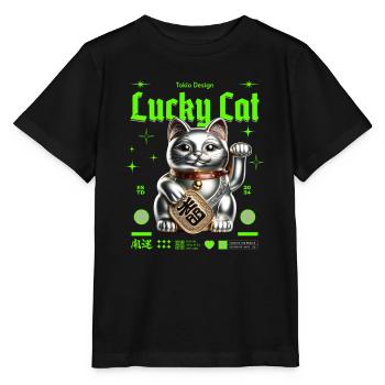 Lucky Cat Waving Cat Lucky Charm - Stanley/Stella MINI CREATOR Kids’ T-Shirt - black - Front - Mikhail (115cm)