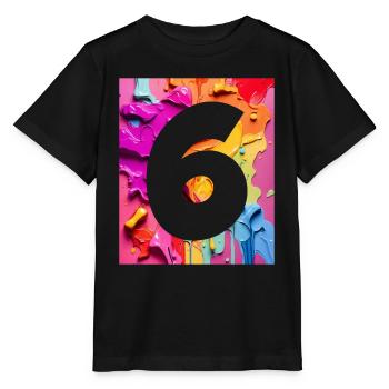 NR. 6 NUMMER 6 BUNT 6. GEBURTSTAG - Stanley/Stella Kinder T-Shirt MINI CREATOR  - Schwarz - Vorne - Mikhail (115cm)
