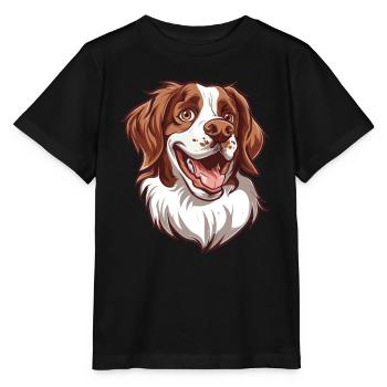 Epagneul Breton Épagneul breton | Caricature - T-shirt bio MINI CREATOR Stanley/Stella Enfant - noir - Devant - Mikhail (115cm)