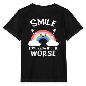 Souriez, demain sera mauvais humour noir - T-shirt bio MINI CREATOR Stanley/Stella Enfant - noir - Devant - Mikhail (115cm)