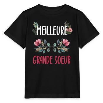meilleure grande soeur fleurs - T-shirt bio MINI CREATOR Stanley/Stella Enfant - noir - Devant - Mikhail (115cm)