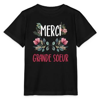 merci grande soeur fleurs - T-shirt bio MINI CREATOR Stanley/Stella Enfant - noir - Devant - Mikhail (115cm)