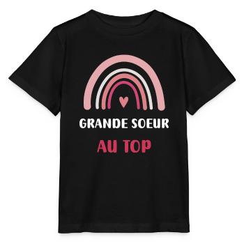 Big sister with rainbow top - Stanley/Stella MINI CREATOR Kids’ T-Shirt - black - Front - Mikhail (115cm)