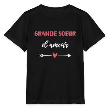 Große Schwester Liebe Herz - Stanley/Stella Kinder T-Shirt MINI CREATOR  - Schwarz - Vorne - Mikhail (115cm)