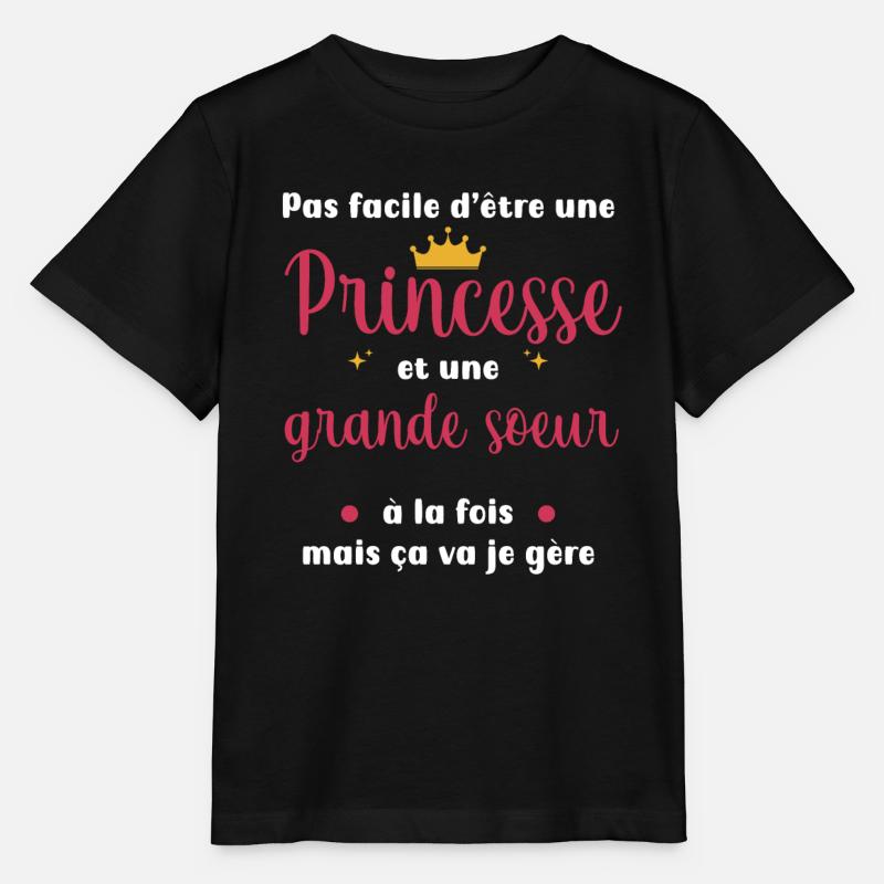 grande soeur princesse - T-shirt bio MINI CREATOR Stanley/Stella Enfant - noir