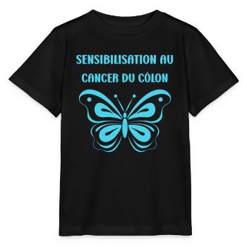 Sensibilisation au cancer du côlon - T-shirt bio MINI CREATOR Stanley/Stella Enfant - noir - Devant - Mikhail (115cm)
