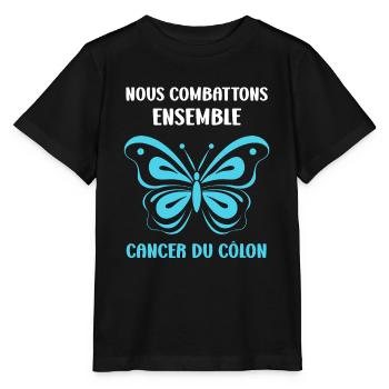 Sensibilisation au cancer du côlon - T-shirt bio MINI CREATOR Stanley/Stella Enfant - noir - Devant - Mikhail (115cm)