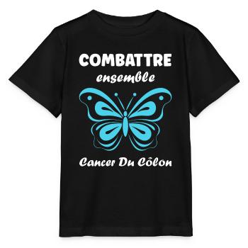 Sensibilisation au cancer du côlon - T-shirt bio MINI CREATOR Stanley/Stella Enfant - noir - Devant - Mikhail (115cm)