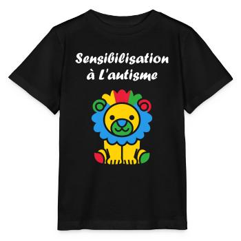 Animal Sensibilisation à l'autisme - T-shirt bio MINI CREATOR Stanley/Stella Enfant - noir - Devant - Mikhail (115cm)
