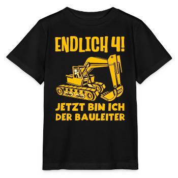 Endlich 4 Jetzt bin ich der Bauleiter 4 Jahre alt - Stanley/Stella Kinder T-Shirt MINI CREATOR  - Schwarz - Vorne - Mikhail (115cm)