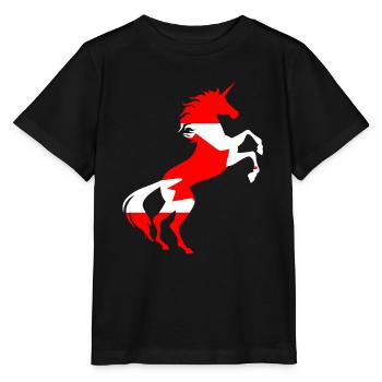 Einhorn Kanada Flagge Shirt Magisches Einhorn Kanadisch - Stanley/Stella Kinder T-Shirt MINI CREATOR  - Schwarz - Vorne - Mikhail (115cm)
