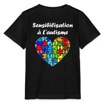 sensibilisation a l'autisme autiste - T-shirt bio MINI CREATOR Stanley/Stella Enfant - noir - Devant - Mikhail (115cm)