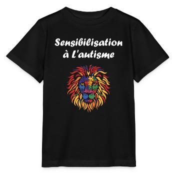 sensibilisation a l'autisme autiste - T-shirt bio MINI CREATOR Stanley/Stella Enfant - noir - Devant - Mikhail (115cm)