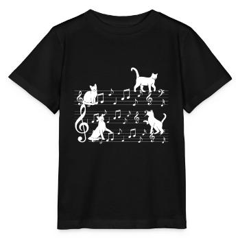Katzen Spielen Mit Musiknotizkatze - Stanley/Stella Kinder T-Shirt MINI CREATOR  - Schwarz - Vorne - Mikhail (115cm)
