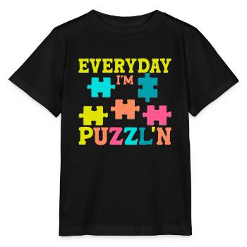 Puzzle Pièce Puzzle Amateur de Puzzle - T-shirt bio MINI CREATOR Stanley/Stella Enfant - noir - Devant - Mikhail (115cm)