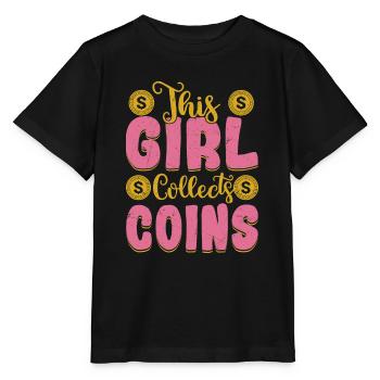 Coin Collector Girl : la passion numismatique déchaînée - T-shirt bio MINI CREATOR Stanley/Stella Enfant - noir - Devant - Mikhail (115cm)