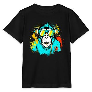 DJ Monkey Music Party Fun Lunettes De Soleil Monkey Headph - T-shirt bio MINI CREATOR Stanley/Stella Enfant - noir - Devant - Mikhail (115cm)