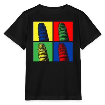 Schiefer Turm von Pisa Lebendige Popkultur - Stanley/Stella Kinder T-Shirt MINI CREATOR  - Schwarz - Vorne - Mikhail (115cm)