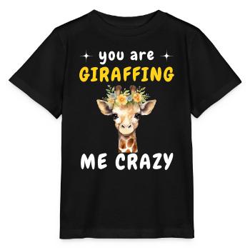 Girafe Tu me girafes FOU - T-shirt bio MINI CREATOR Stanley/Stella Enfant - noir - Devant - Mikhail (115cm)