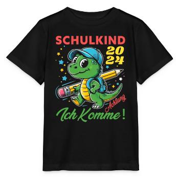 Einschulung Junge Geschenk Dino Achtung Ich Komme - Stanley/Stella Kinder T-Shirt MINI CREATOR  - Schwarz - Vorne - Mikhail (115cm)