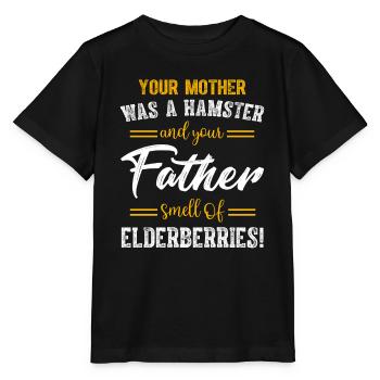 Deine Mutter war ein Hamster, nach dem dein Vater roch - Stanley/Stella Kinder T-Shirt MINI CREATOR  - Schwarz - Vorne - Mikhail (115cm)