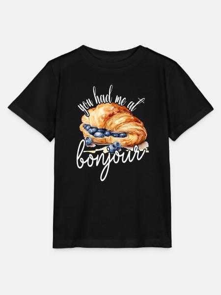 You Had Me At Bonjour Croissant Blueberries - Stanley/Stella Kinder T-Shirt MINI CREATOR - Schwarz