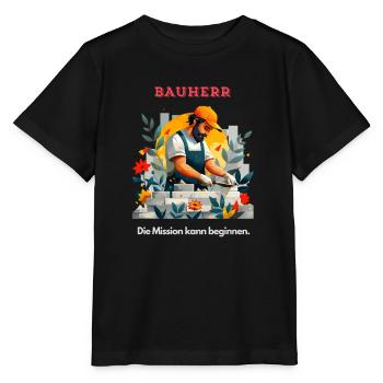 Mason Builder House Building Craft Gift - Stanley/Stella MINI CREATOR Kids’ T-Shirt - black - Front - Mikhail (115cm)
