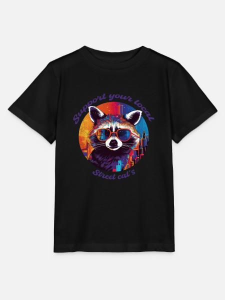 Street Cats, Waschbär, Local, Geschenk, Katze - Stanley/Stella Kinder T-Shirt MINI CREATOR - Schwarz