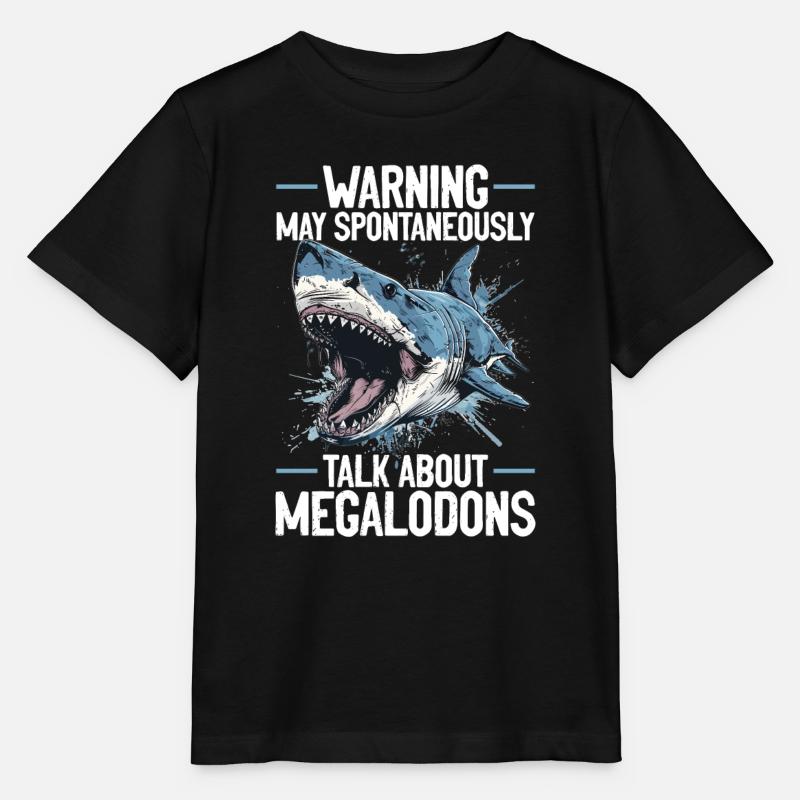 Warning May Spontaneously Talk About Megalodons - Stanley/Stella MINI CREATOR Kids’ T-Shirt - black