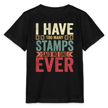 Passion philatélique sans fin : jamais trop de timbres - T-shirt bio MINI CREATOR Stanley/Stella Enfant - noir - Devant - Mikhail (115cm)