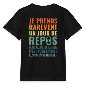 Je prends rarement un jour de repos - T-shirt bio MINI CREATOR Stanley/Stella Enfant - noir - Devant - Mikhail (115cm)