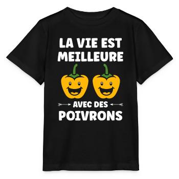 Humour poivron - T-shirt bio MINI CREATOR Stanley/Stella Enfant - noir - Devant - Mikhail (115cm)