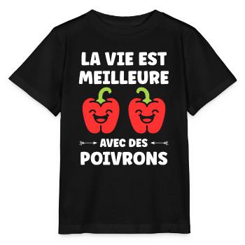 Humour poivron - T-shirt bio MINI CREATOR Stanley/Stella Enfant - noir - Devant - Mikhail (115cm)