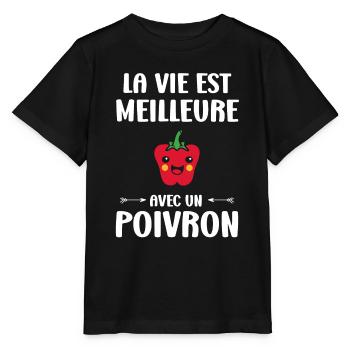 Humour poivron - T-shirt bio MINI CREATOR Stanley/Stella Enfant - noir - Devant - Mikhail (115cm)