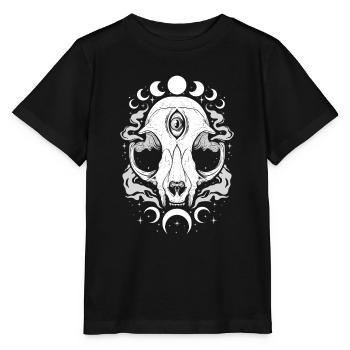 Mystische Sternenmondkatze - Stanley/Stella Kinder T-Shirt MINI CREATOR  - Schwarz - Vorne - Mikhail (115cm)