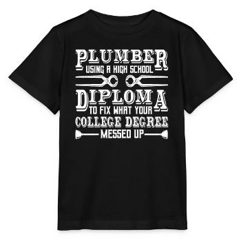Plumier drôle Pipefitter Clé Plomberie - T-shirt bio MINI CREATOR Stanley/Stella Enfant - noir - Devant - Mikhail (115cm)