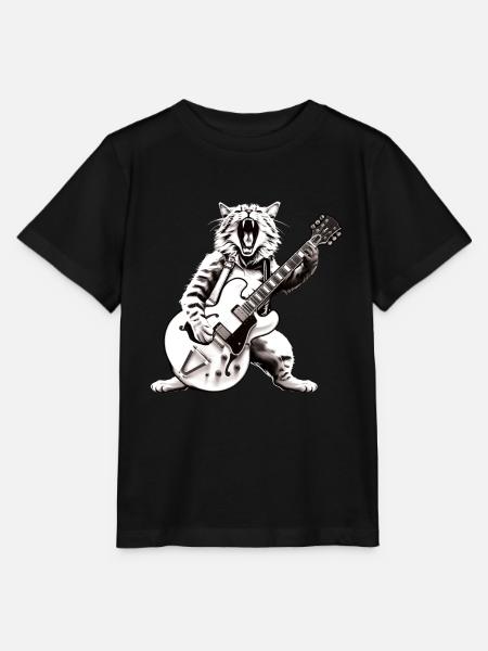 Rocker Cat spielt Gitarreninstrumente Awesome - Stanley/Stella Kinder T-Shirt MINI CREATOR  - Schwarz