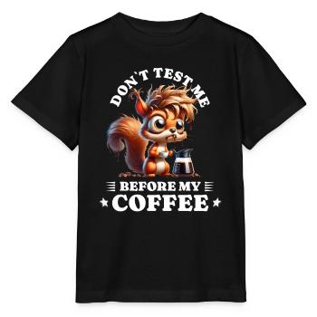 morning grouch coffee anti early riser squirrel - Stanley/Stella MINI CREATOR Kids’ T-Shirt - black - Front - Mikhail (115cm)