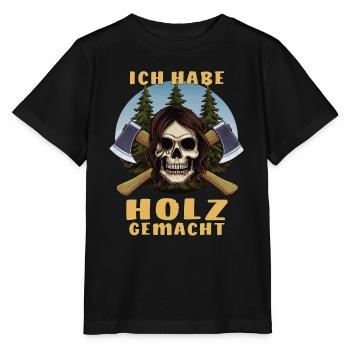 SKULL AXE I MADE WOOD - Stanley/Stella MINI CREATOR Kids’ T-Shirt - black - Front - Mikhail (115cm)