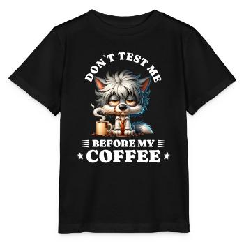 Morning grouch coffee anti early riser dog - Stanley/Stella MINI CREATOR Kids’ T-Shirt - black - Front - Mikhail (115cm)