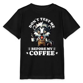 morning grouch coffee anti early riser racoon - Stanley/Stella MINI CREATOR Kids’ T-Shirt - black - Front - Mikhail (115cm)