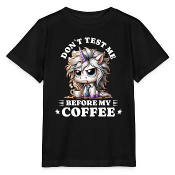 Morning grouch coffee anti early riser unicorn - Stanley/Stella MINI CREATOR Kids’ T-Shirt - black - Front - Mikhail (115cm)